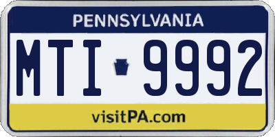 PA license plate MTI9992