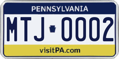 PA license plate MTJ0002