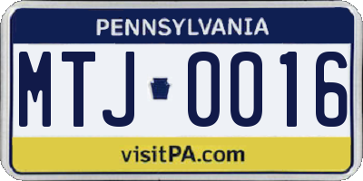 PA license plate MTJ0016