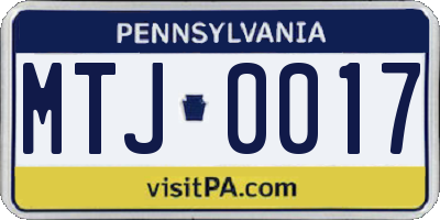 PA license plate MTJ0017
