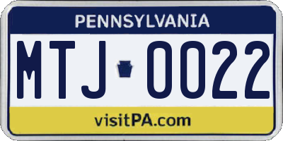 PA license plate MTJ0022