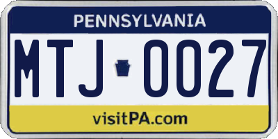 PA license plate MTJ0027