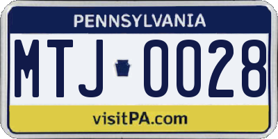 PA license plate MTJ0028