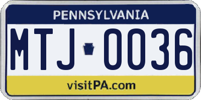 PA license plate MTJ0036
