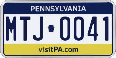 PA license plate MTJ0041