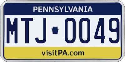 PA license plate MTJ0049