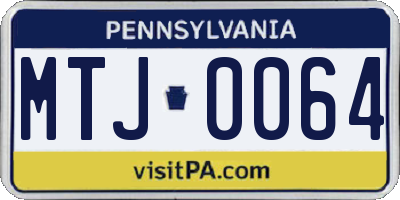 PA license plate MTJ0064