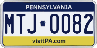 PA license plate MTJ0082