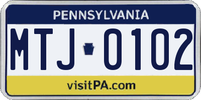 PA license plate MTJ0102