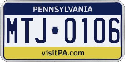 PA license plate MTJ0106