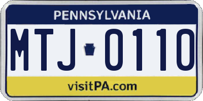 PA license plate MTJ0110