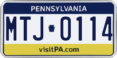 PA license plate MTJ0114