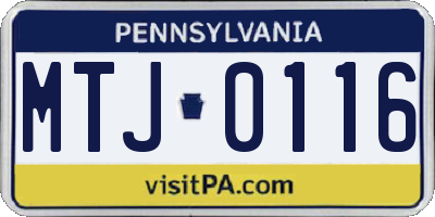 PA license plate MTJ0116