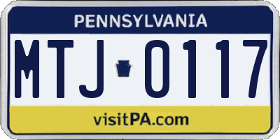 PA license plate MTJ0117