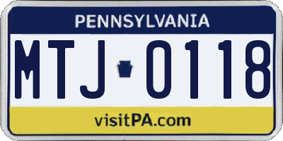 PA license plate MTJ0118