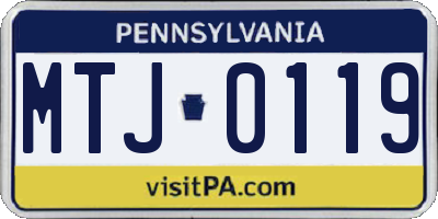 PA license plate MTJ0119