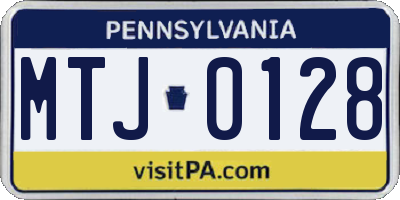 PA license plate MTJ0128