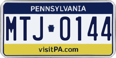PA license plate MTJ0144