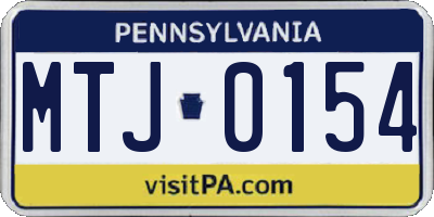 PA license plate MTJ0154
