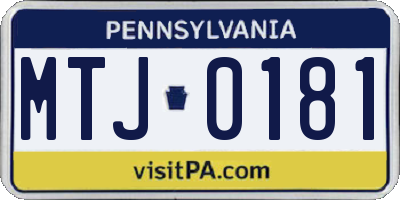 PA license plate MTJ0181
