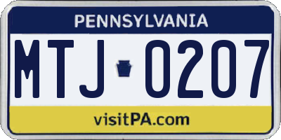 PA license plate MTJ0207