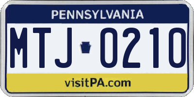 PA license plate MTJ0210