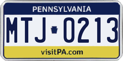 PA license plate MTJ0213