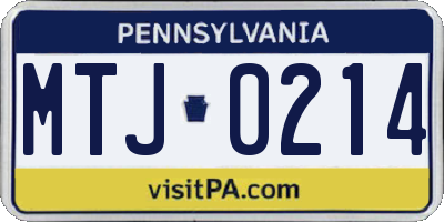 PA license plate MTJ0214