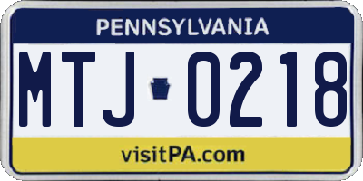 PA license plate MTJ0218