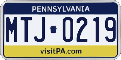 PA license plate MTJ0219