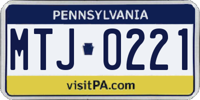 PA license plate MTJ0221
