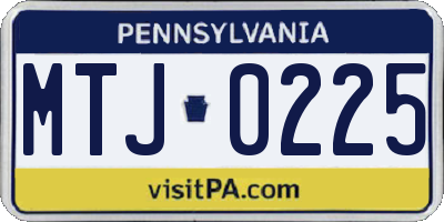 PA license plate MTJ0225