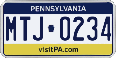 PA license plate MTJ0234