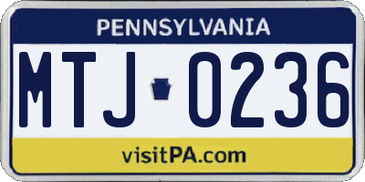PA license plate MTJ0236