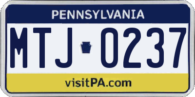 PA license plate MTJ0237