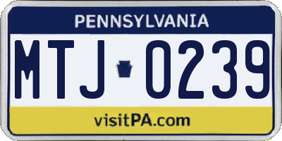 PA license plate MTJ0239