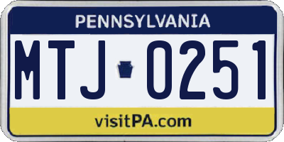 PA license plate MTJ0251
