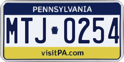 PA license plate MTJ0254