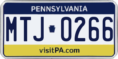 PA license plate MTJ0266