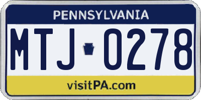 PA license plate MTJ0278