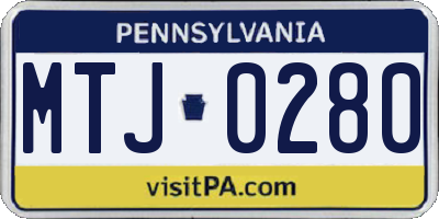 PA license plate MTJ0280
