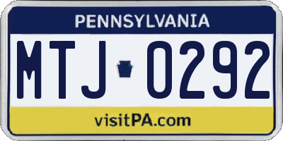 PA license plate MTJ0292