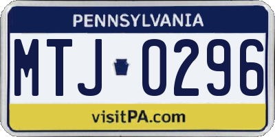 PA license plate MTJ0296