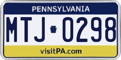 PA license plate MTJ0298