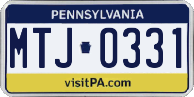 PA license plate MTJ0331