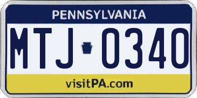 PA license plate MTJ0340