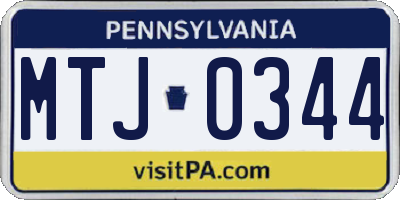 PA license plate MTJ0344