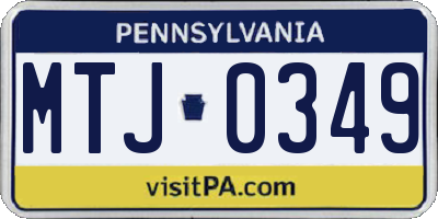 PA license plate MTJ0349