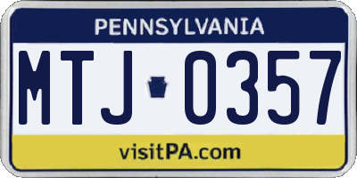 PA license plate MTJ0357