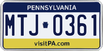 PA license plate MTJ0361
